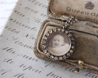 Stunning ANTIQUE Victorian Paste Crystal Bevel Edged 9ct ROSE Rolled Gold Locket Fob Pendant