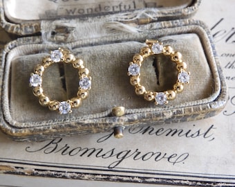 Stunning Vintage 1990s Small Gold Plated HOOP Earrings with AUSTRIAN Crystals