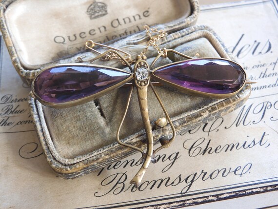 Magnificent Art Deco Czech Faceted Purple Amethys… - image 1