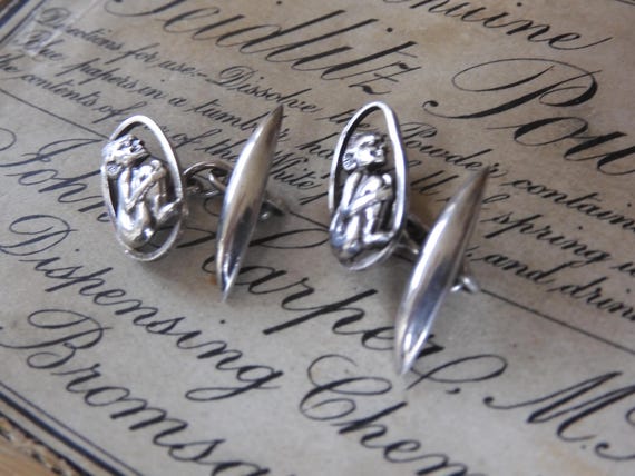 Art Deco Sterling Silver CORNISH Pixie Cufflinks … - image 8