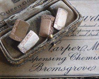 Lovely Vintage 1950s 9ct Gold On Sterling SIlver Cufflinks