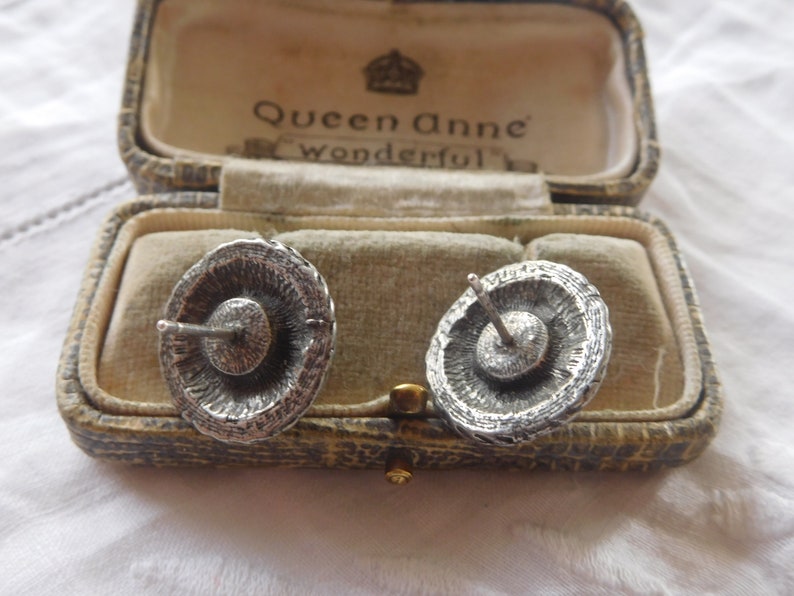 Lovely Decorative Vintage 1960s Purple Glass Cabochon Earrings signed MIRACLE