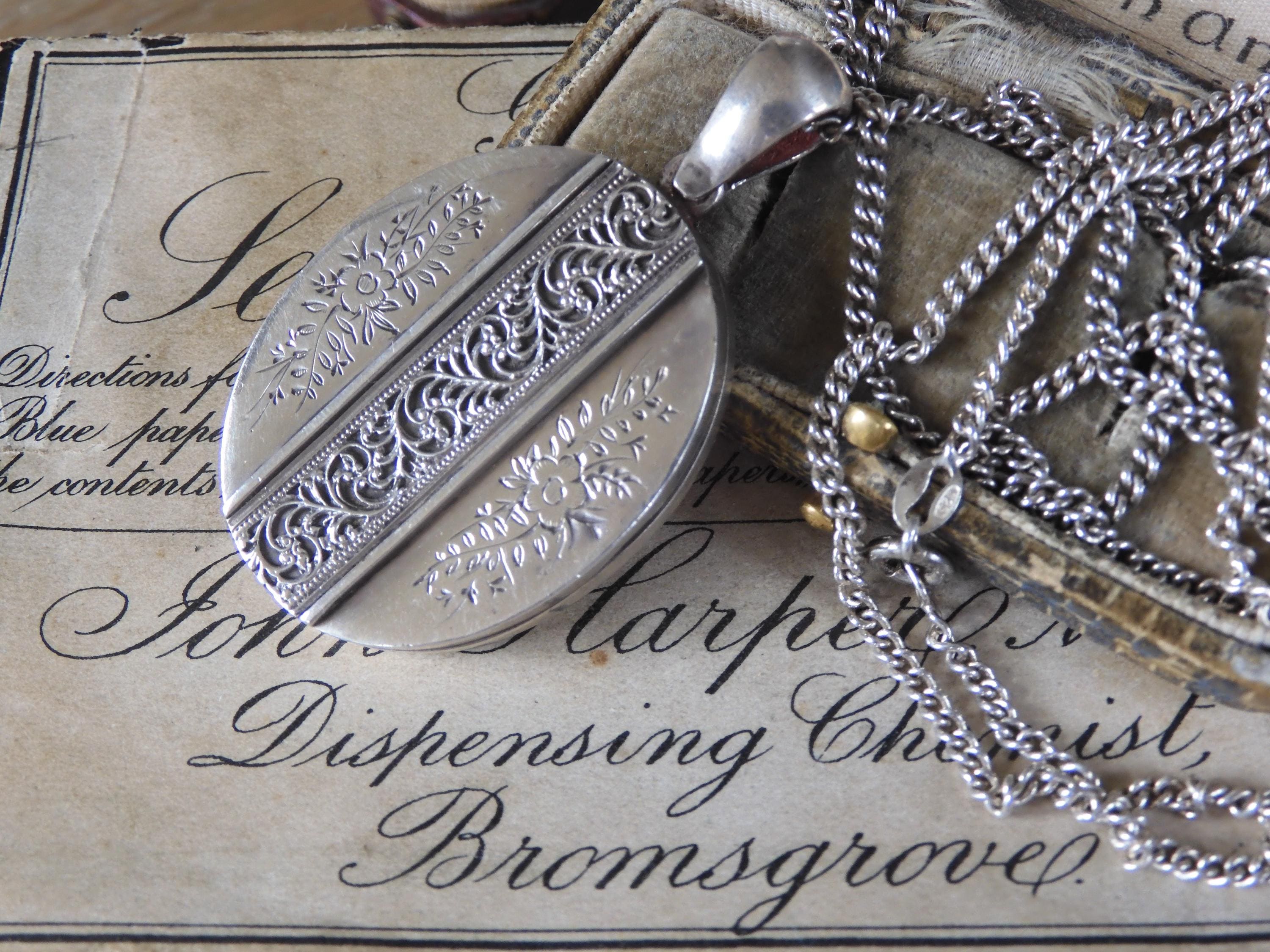 Sterling Silver Antique Victorian Silver Locket Victorian Sterling