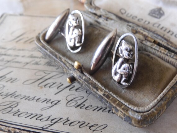 Art Deco Sterling Silver CORNISH Pixie Cufflinks … - image 3