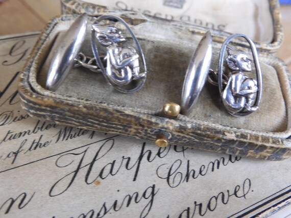 Art Deco Sterling Silver CORNISH Pixie Cufflinks … - image 4