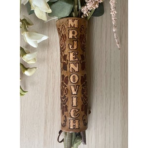 Custom Leather Hand Burned Bouquet Wrap