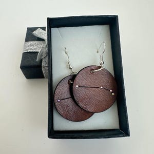 Handmade Leather Zodiac Constellation Earrings