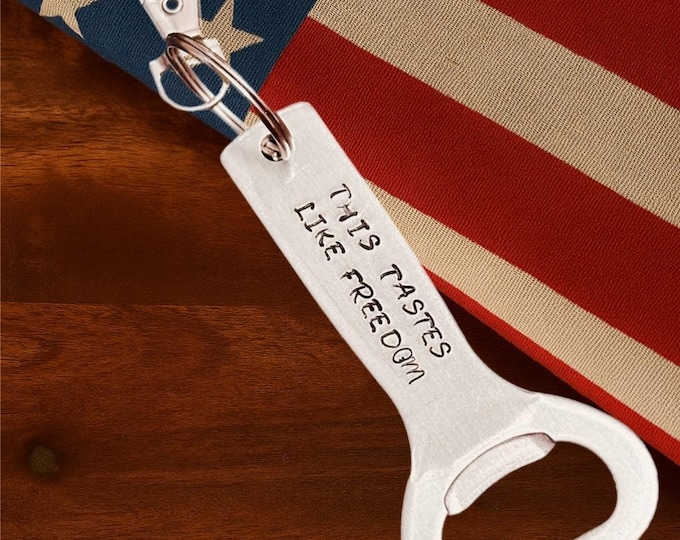 Hand Stamped Bottle Opener Keychain