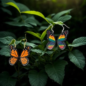 Leather Handmade Butterfly Wing Earrings