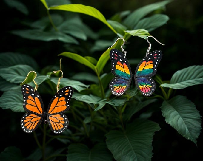 Leather Handmade Butterfly Wing Earrings