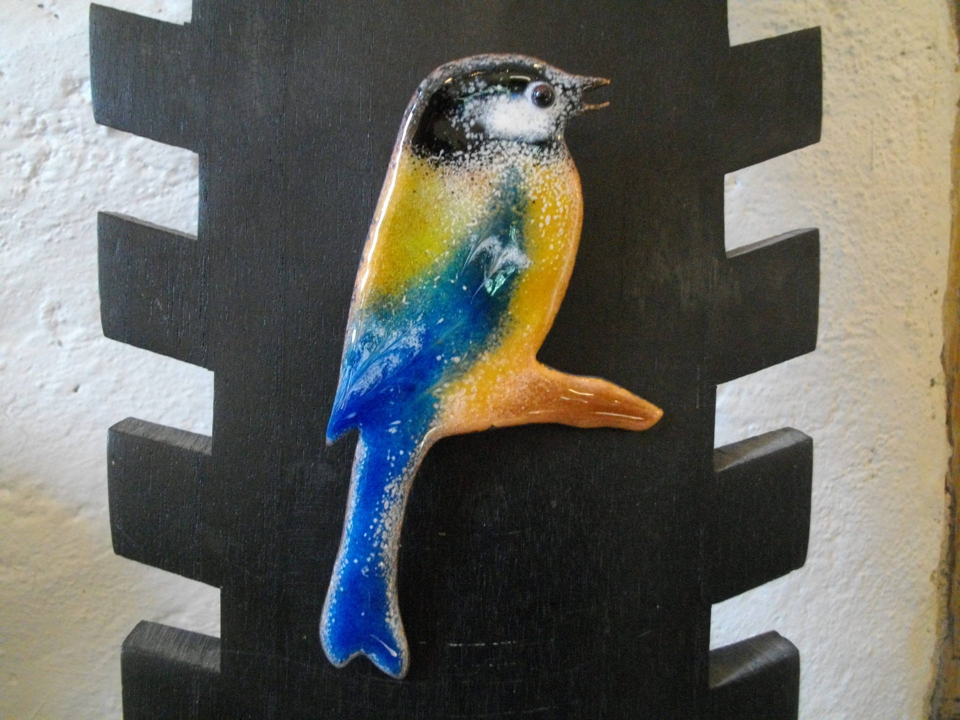 La Mésange Charbonnière, Décoration Murale Intérieur et Extérieur, Émaux sur Cuivre