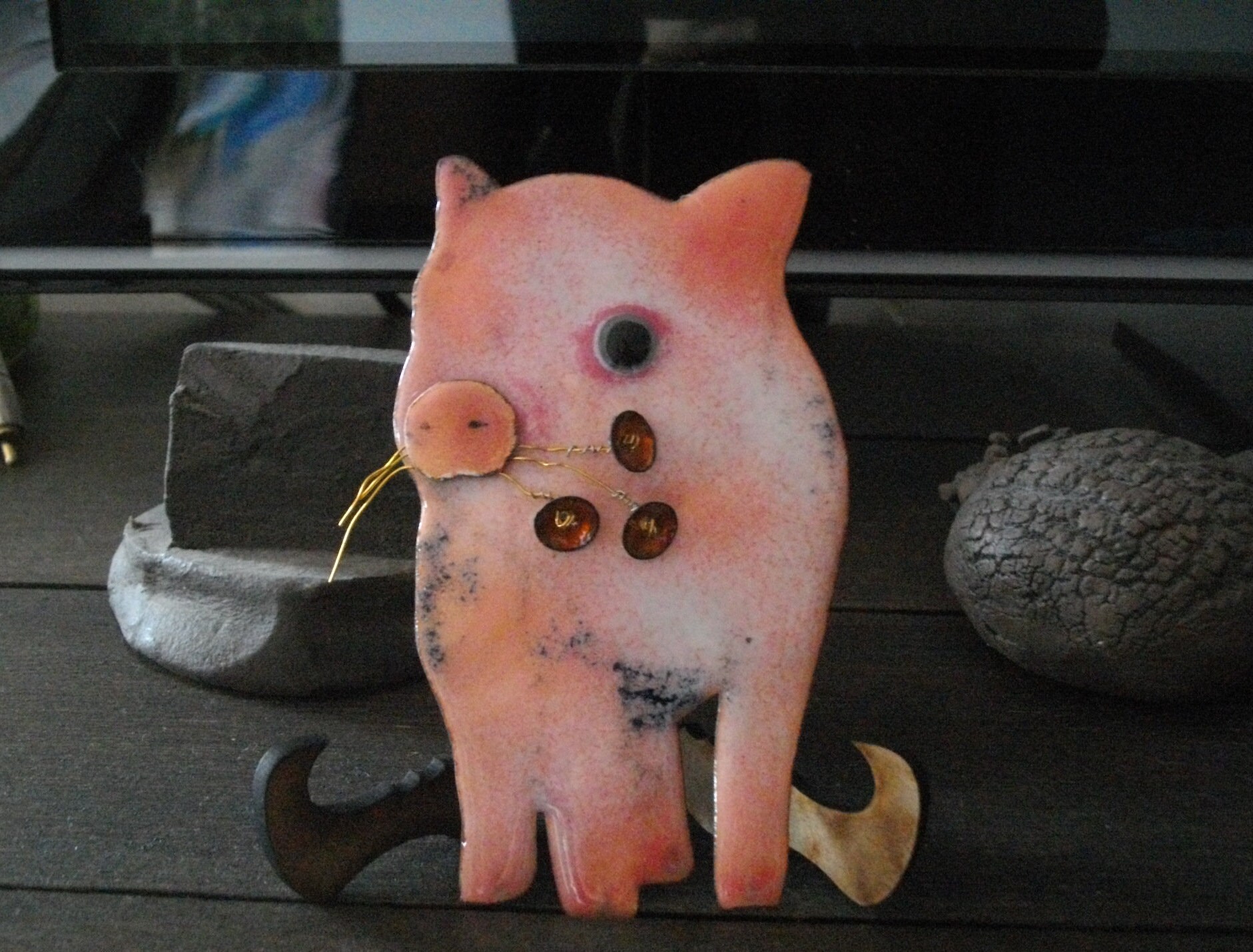 Décoration Murale CochonPiggy - Émaux sur Cuivre - Création Les Z'émaux