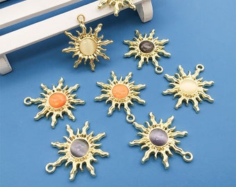 5PCS, Sun Charm Gold Plated Diy Jewelry Accessories Necklace Charm Bracelet Pendant Charms Supplies