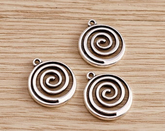 Antique Silver Spiral Charms pendant