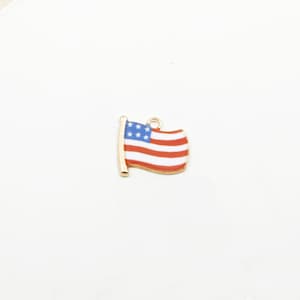 10Pcs America Flag Charm Necklace Pendant Enamel Charm Bracelet Charm Keychain Charm Earring Charm