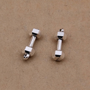 50pcs 22x8mm antique silver dumbbell charms barbell weight charm pendant