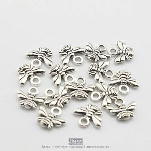 50pcs 10x11mm Cute Antique silver Bee Charms Pendant