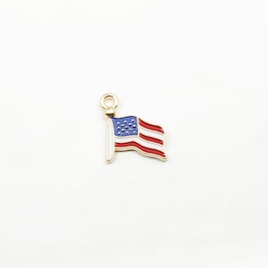 10Pcs America Flag Charm Necklace Pendant Enamel Charm Bracelet Charm Keychain Charm Earring Charm