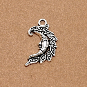 20pcs 17x28mm  Antique Silver Moon Charms Pendants