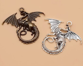 10pcs 47x43mm  Antique Flying Dragon Charms Pendants.Jewelry making component