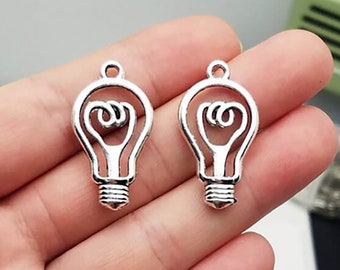 25 pcs 17x31mm Antique Vintage Light Bulbs Double Sided Charms Pendants