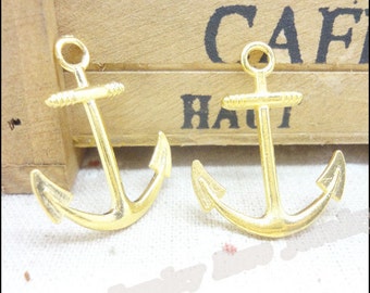 10pcs 25x31mm  gold Anchor Charms Connectors