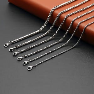 Mens Necklace Stainless Steel Chain, Bulk Chain, Jewelry Making Chain, Fine Chain,mens, DIY Jewelry, Box chain,package-Pearl chain--T011