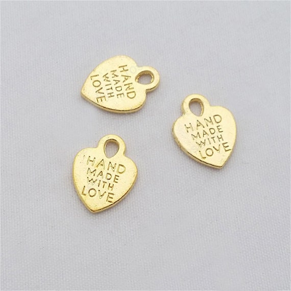 20pcs 15x12mm Gold Made with Love Tags Charm Pendant