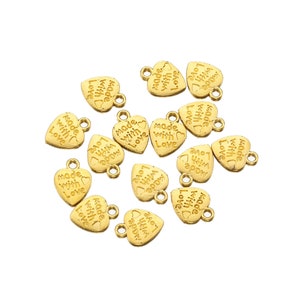 50pcs 12x10mm Gold Made with Love Tags Charm Pendant