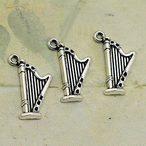 20 pcs 24x15mm Harp Charm . Antique Silver Tone Harp Charm . Harp Pendant. Creative parts