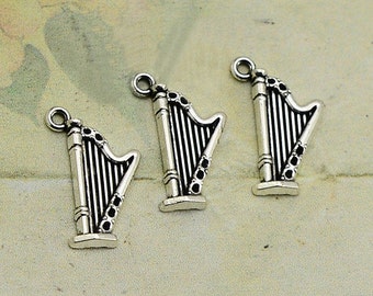 20 pcs 24x15mm Harp Charm . Antique Silver Tone Harp Charm . Harp Pendant. Creative parts