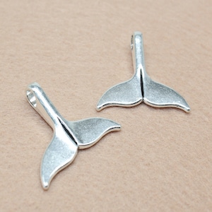 10pcs - 29x32mm whale tail charms, antieke zilveren walvis staart charms hangers