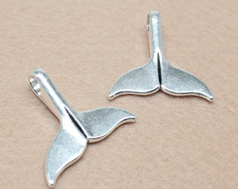 10pcs-- 29x32mm Whale Tail Charms, Antique Silver Whale Tail Charms pendants