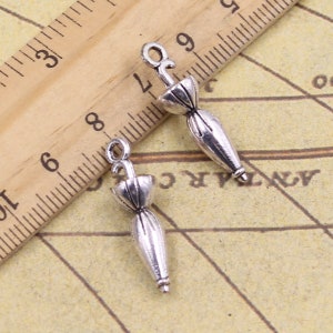 15pcs 7x28mm Antique Silver 3D Umbrella Charms