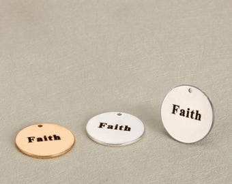5 unids 20mm encantos de acero inoxidable Faith encantos colgantes