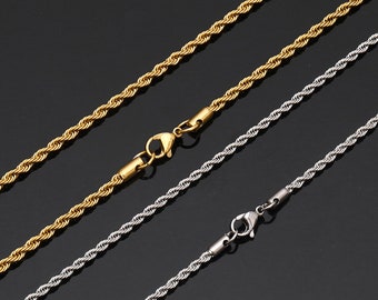 Stainless Steel Twist Chain: Hypoallergenic Necklace Chain (60cm)