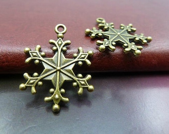 15 stuks 22x28mm Vintage brons mooie sneeuwvlok hanger, Snow Flake hangertje