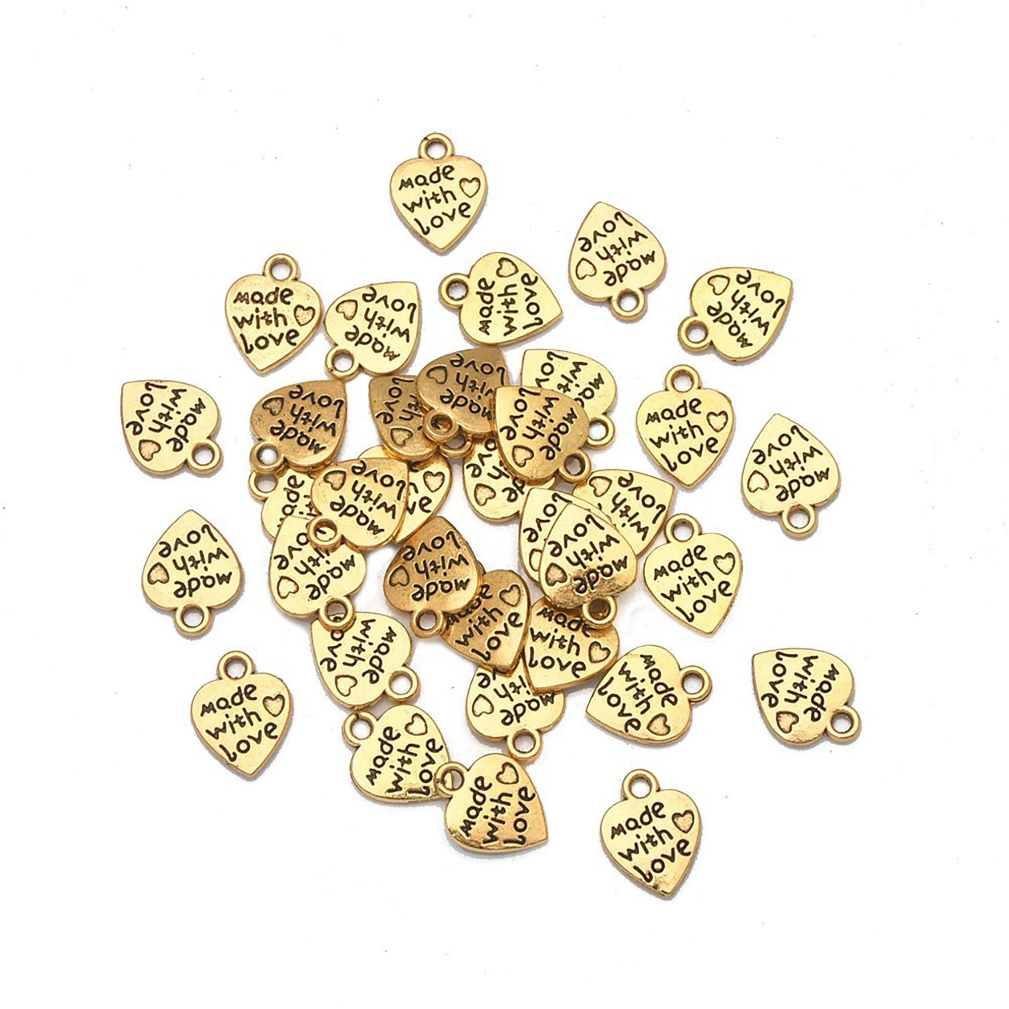  DanLingJewelry 10 pcs Craft Supplies Real 18K Gold Plated Beads  Charms Pendants Word Love Charms for Jewelry Making Crafting : Arts, Crafts  & Sewing