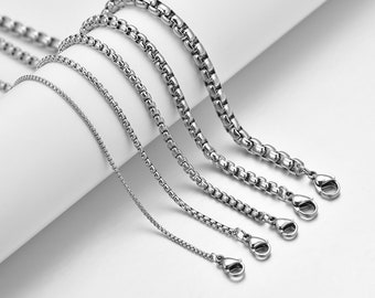 Mens Necklace Stainless Steel Chain, Bulk Chain, Jewelry Making Chain,mens, Hypoallergenic, 3-7mm Links