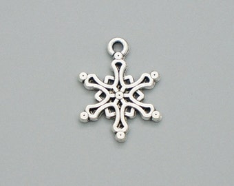 20pcs 20x15mm Vintage Silver Lovely Snowflake Charm Pendant, Snow Flake Charm Pendant