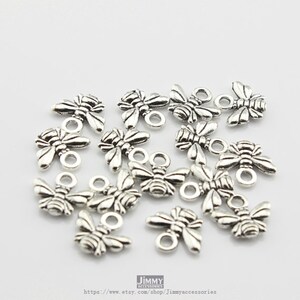 50pcs 10x11mm Cute Antique silver Bee Charms Pendant