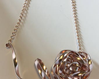 Handmade Spiral Rose Statement Pendant Adjustable Necklace in  Copper or Silver