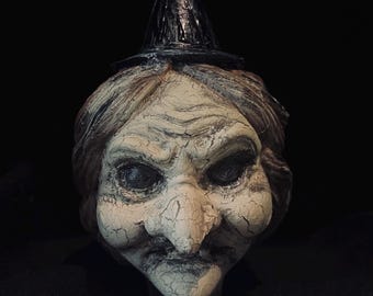 Hand Painted Witch Doll Head