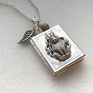 Rabbit Locket Necklace, Bunny Rabbit Pendant , Large Book Locket, Velveteen Rabbit Inspired Jewelry, Easter Bunny Locket, Gift for Her