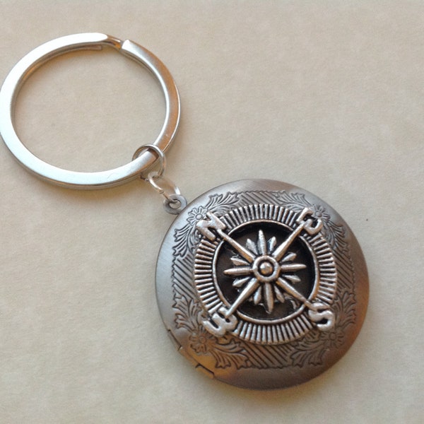 Engraved Compass Keychain Etsy