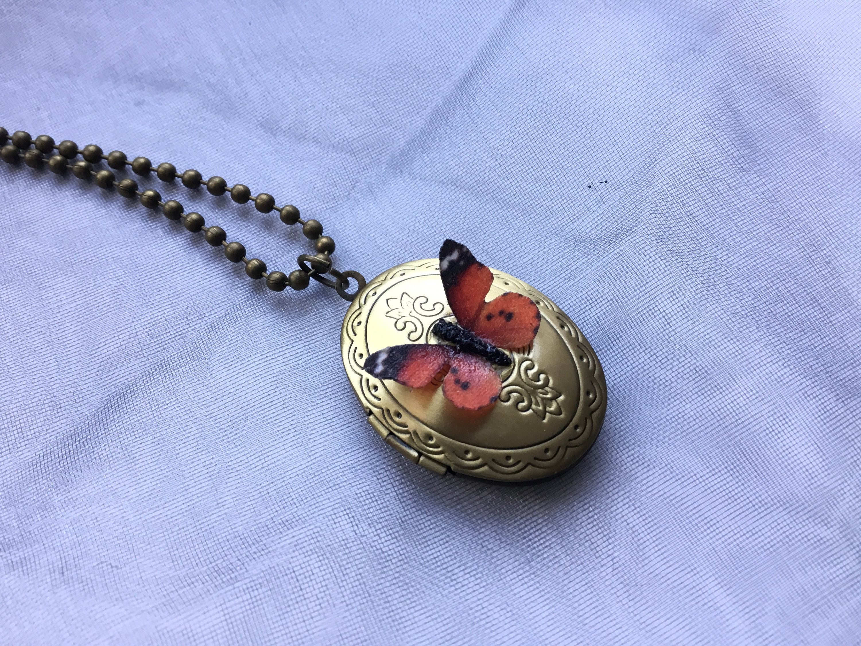 Butterfly Locket Necklace Brass Butterfly Locket Gift for Etsy