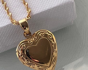 Gold Heart Locket Necklace, Gift Locket, Best Friend Gift for Her ,Woman Gift, Love Minimal Dainty Locket