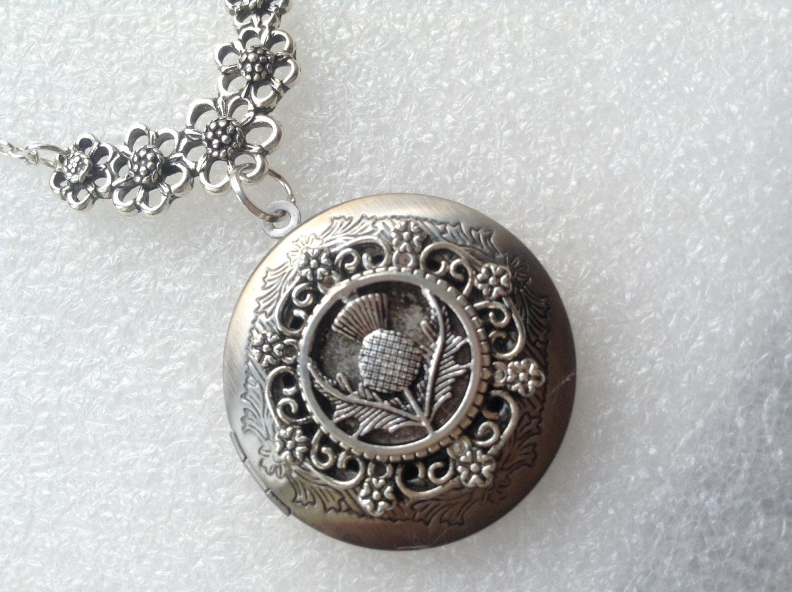 Thistle Locket Scottish Thistle Locket Thistle Necklace Etsy UK