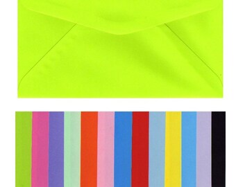 DL Envelopes  x 20 Pieces  22 x 11cm  8.5 x 4.25 inches Coloured Black White Pink Red Green Orange Yellow Purple 100gsm Weddings Invitations