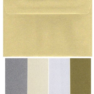 Envelopes metálicos de 5 x 7 polegadas x 20 peças 130 mm x 180 mm Serve para convites de fotos de 5 x 7 polegadas 120gsm ouro branco prata marfim casamento noivado